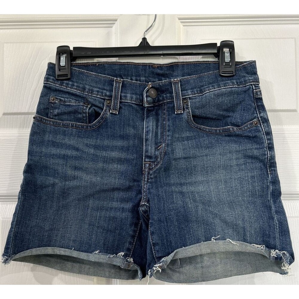 Levi Strauss Red Tab Stretch Denim Jean Shorts Cut Off Raw Edge Women's 27